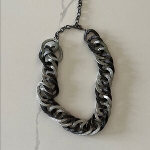 Chunky Silver and Black Chain Necklace